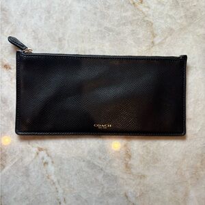 Coach Black Leather Zip Pouch